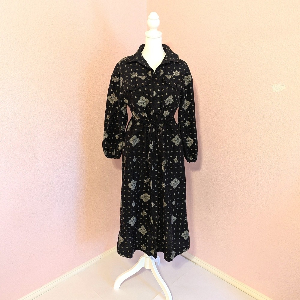 Woolrich x Target Black Bandana Paisley Print Lyocell Shirt Dress XS